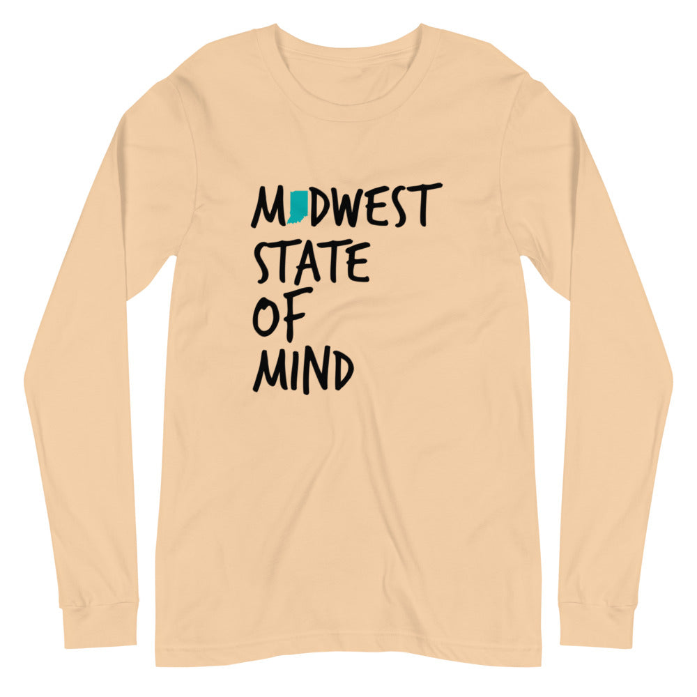 Midwest State of Mind™ Indiana Unisex Long Sleeve Tee