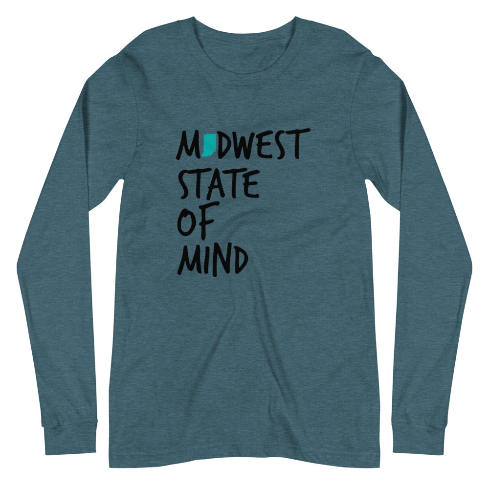 Midwest State of Mind™ Indiana Unisex Long Sleeve Tee