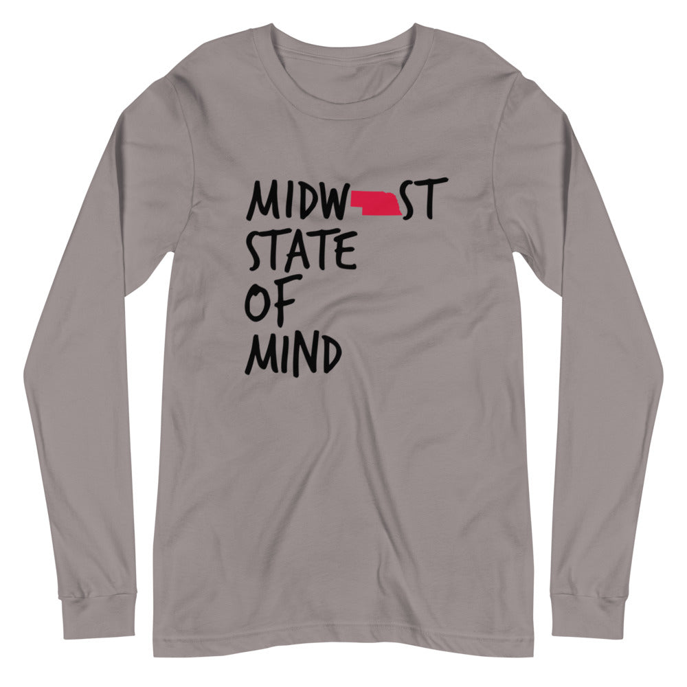 Midwest State of Mind™ Nebraska Unisex Long Sleeve Tee