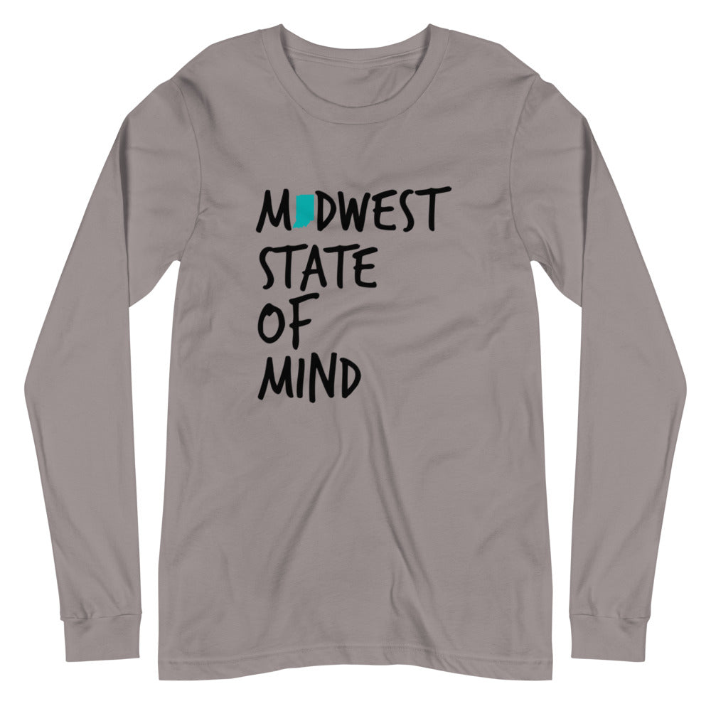 Midwest State of Mind™ Indiana Unisex Long Sleeve Tee